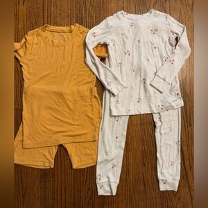 Plain Jane Kids Pajama Sets in White Floral and Mustard - set of 2 - like new
